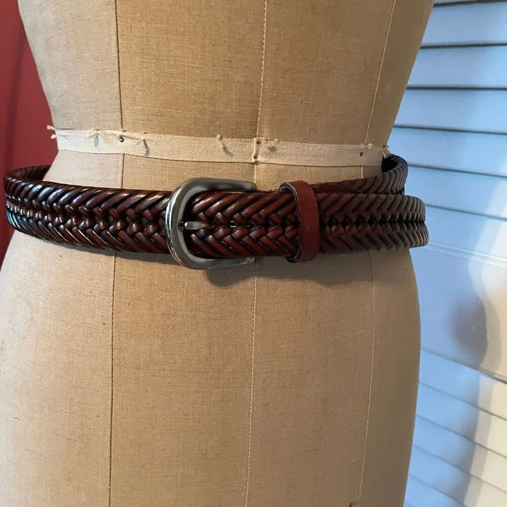 GENUINE LEATHER | 38/95 braided brown belt